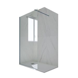 Parete doccia Walk-in da 110 CM H 200 Vetro Trasparente Profilo Blu Navy in pvc mod. Kolors