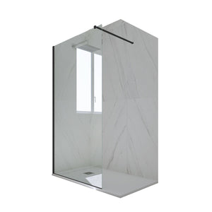 Parete doccia Walk-in da 90 CM H 200 Vetro Trasparente Profilo Nero Matt in pvc mod. Kolors