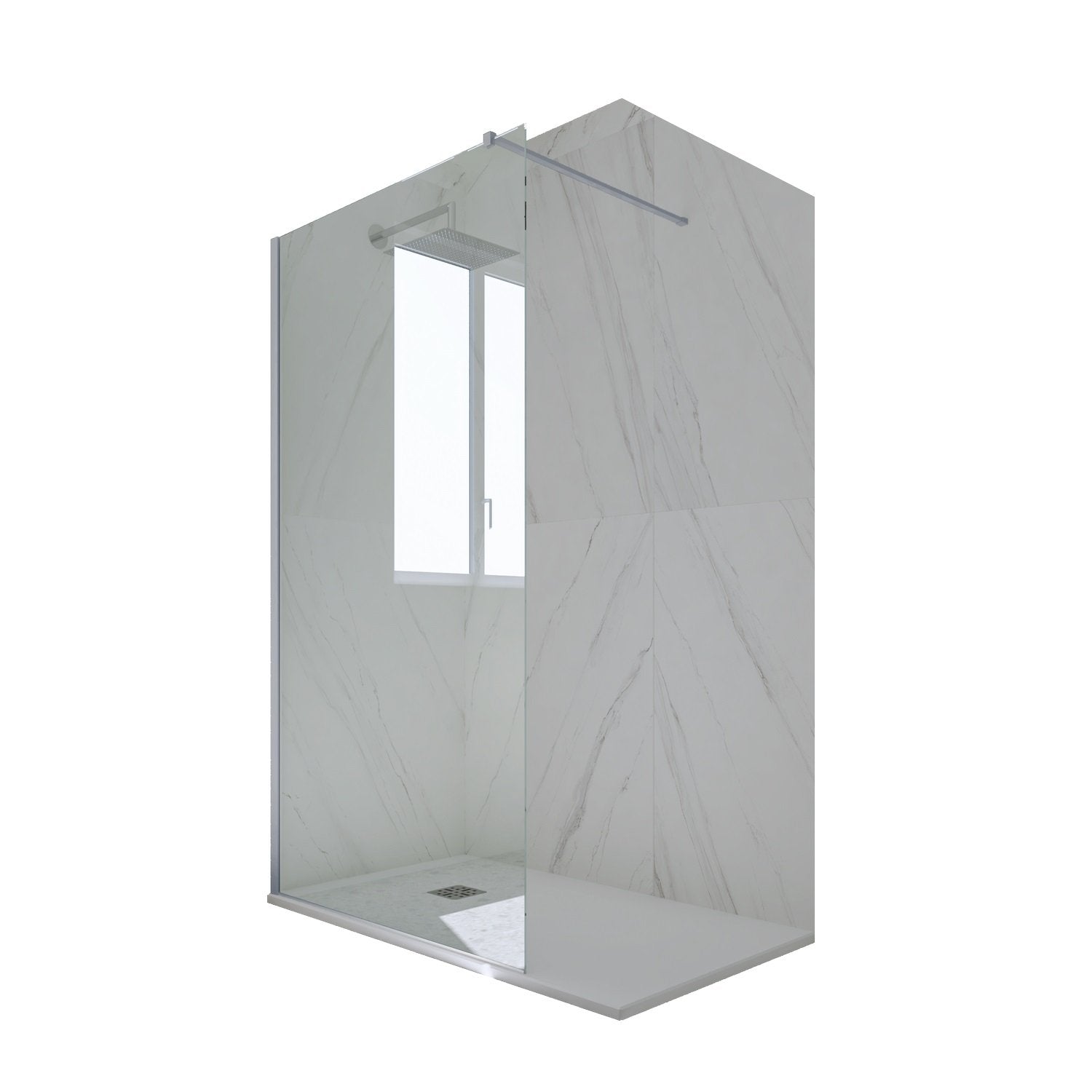 Parete doccia Walk-in da 90 CM H 200 Vetro Trasparente Profilo Silver in pvc mod. Kolors