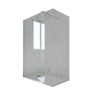 Parete doccia Walk-in da 90 CM H 200 Vetro Trasparente Profilo Silver in pvc mod. Kolors
