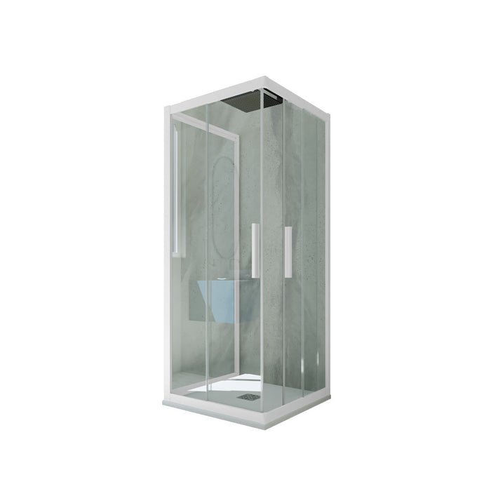 Box doccia 3 lati scorrevole 75x110x75 CM H 200 Vetro Trasparente Profilo Bianco Matt mod. Kolors Trio