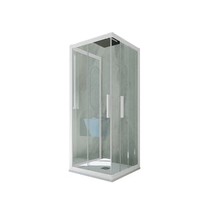 Box doccia 3 lati scorrevole 75x75x75 CM H 200 Vetro Trasparente Profilo Bianco Matt mod. Kolors Trio