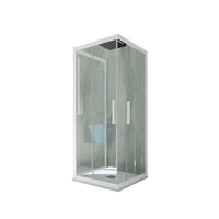 Box doccia 3 lati scorrevole 80x100x80 CM H 200 Vetro Trasparente Profilo Bianco Matt mod. Kolors Trio