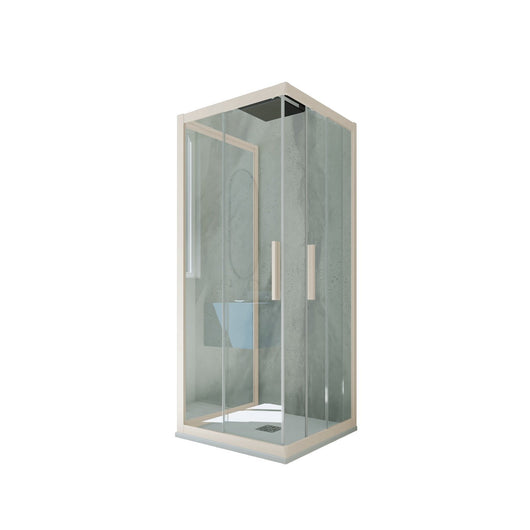 Box doccia 3 lati scorrevole 80x90x80 CM H 200 Vetro Trasparente Profilo Champagne mod. Kolors Trio