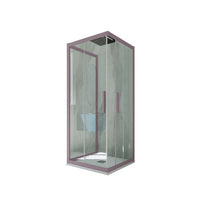 Box doccia 3 lati scorrevole 75x100x75 CM H 200 Vetro Trasparente Profilo Lavanda mod. Kolors Trio