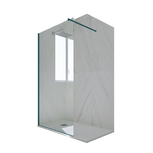 Parete doccia Walk-in da 120 CM H 200 Vetro Trasparente Profilo Verde night watch in pvc mod. Kolors
