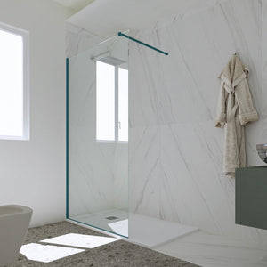Parete doccia Walk-in da 120 CM H 200 Vetro Trasparente Profilo Verde night watch in pvc mod. Kolors
