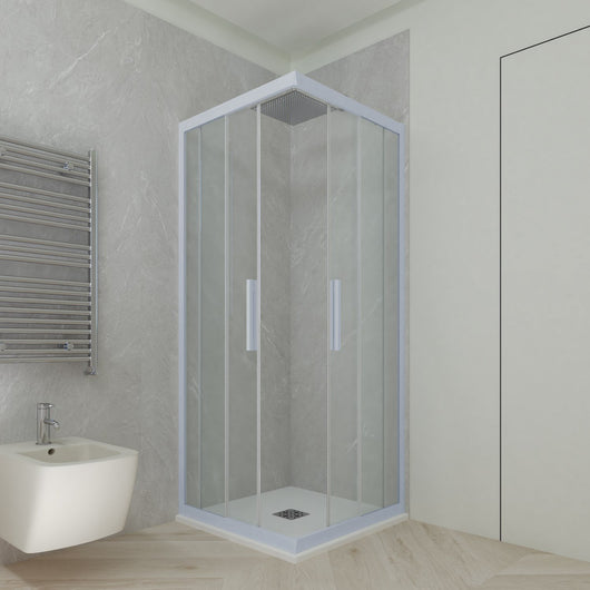 Box doccia angolare scorrevole 70x75 CM H 200 Vetro Trasparente Profilo Blu Vintage mod. Kolors