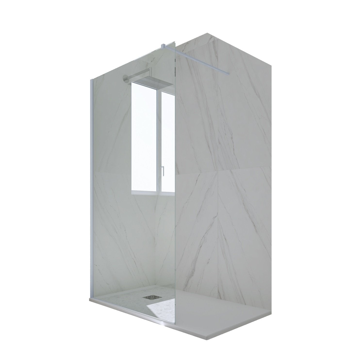 Parete doccia Walk-in da 110 CM H 200 Vetro Trasparente Profilo Blu Vintage in pvc mod. Kolors