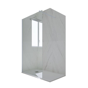 Parete doccia Walk-in da 110 CM H 200 Vetro Trasparente Profilo Blu Vintage in pvc mod. Kolors