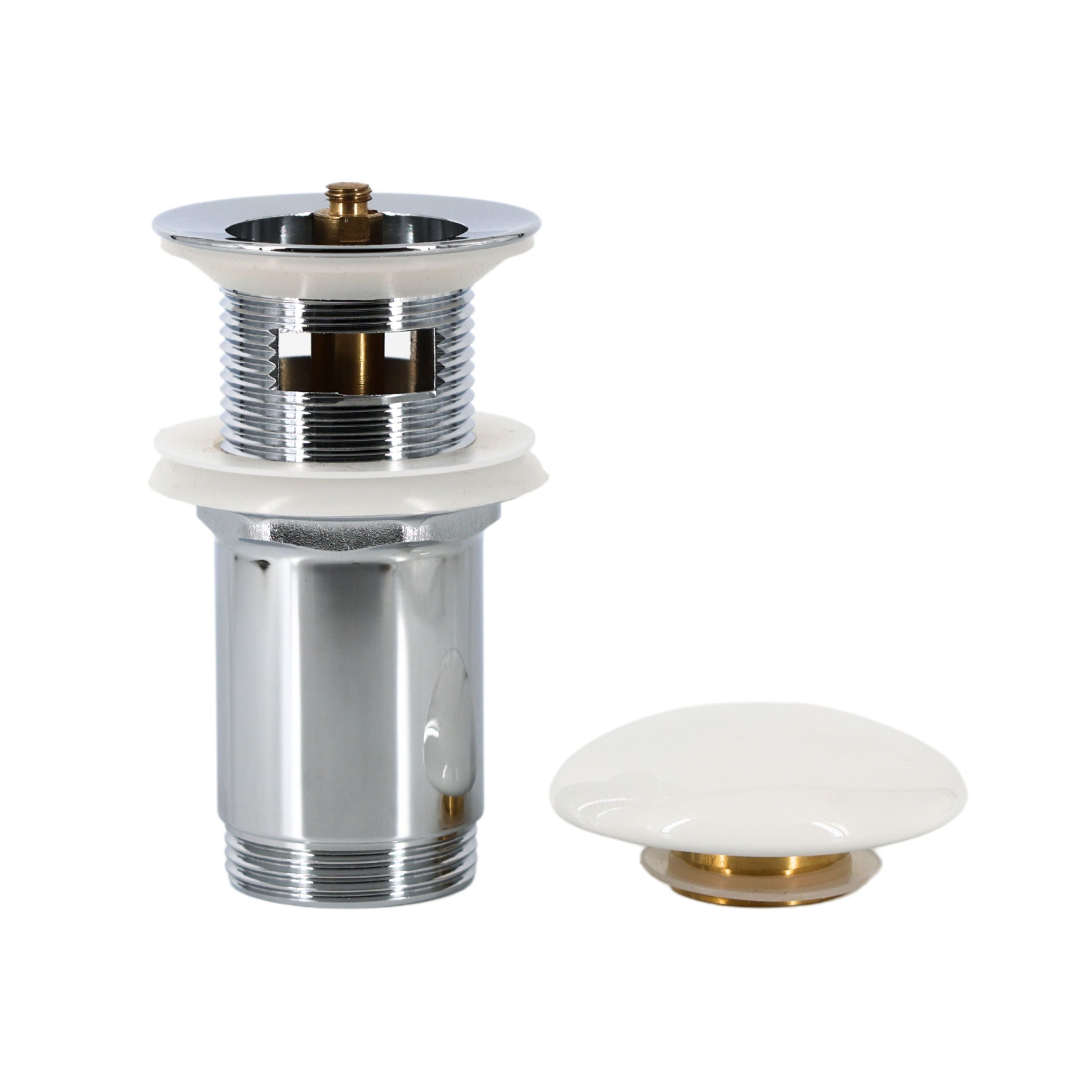 Piletta click clack 1.1/4 in ottone cromato ceramica bianca per lavabo bagno *** finitura- lucido, confezione 1