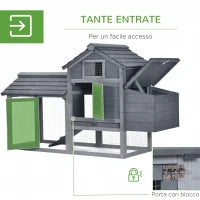 Pollaio Prefabbricato in Legno per 2 Galline con Recinzione e Nido per Cova, 150.5x54x87cm