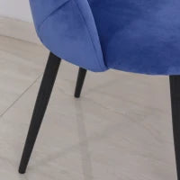 Set di 2 Sedie Sala da Pranzo, Sedie Cucina Moderne con Schienale a Conchiglia e Gambe in Metallo, Sedia in Velluto con Imbottita per Cucina, Camera da Letto, Ufficio e Soggiorno, Blu