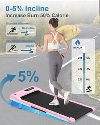 Tapis Roulant Elettrico con Inclinazione - RATTANTREE - 1-8 km/h Tapis Roulant Salvaspazio con Pendenza - 2 in 1 Walking Pad e Telecomando - Display a LED - Rosa