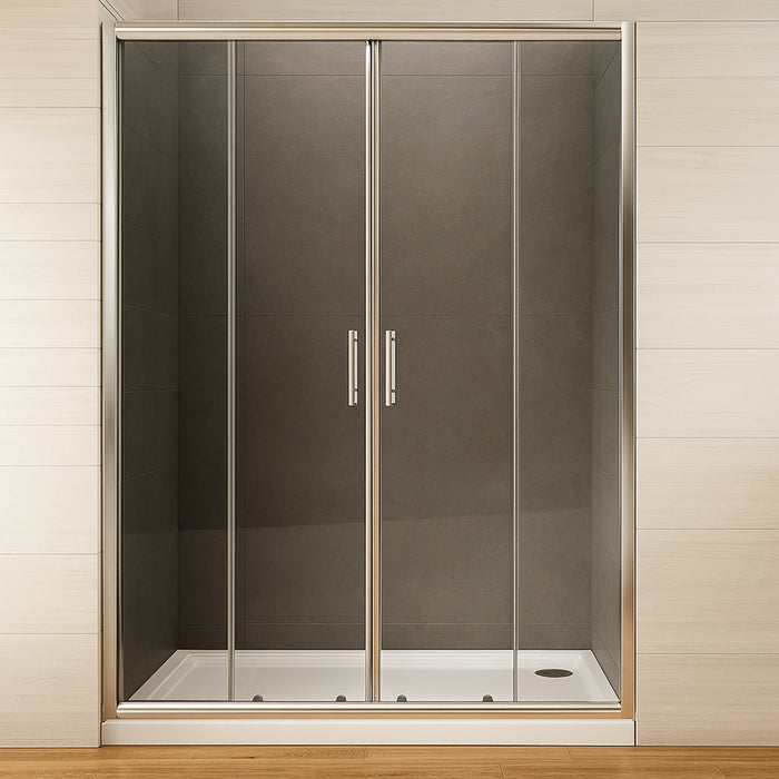 Porta doccia scorrevole slide4 per nicchia quattro ante cristallo trasparente *** misure 136-142 x h190 cm trasparent...