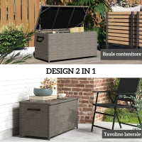 Baule da Esterno da 184L in Rattan PE con Ruote e Rivestimento Interno Impermeabile, 102x52x52 cm, Grigio