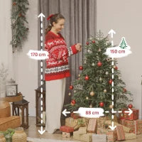 Albero di Natale Artificiale da 150 cm e Ignifugo con 1375 Rami Realistici, Base in Metallo Pieghevole