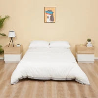 Comodino con 2 Cassetti in Legno, Design Moderno e Impilabile, 50x40x47.5cm