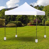 Set 4 Pezzi Pesi Riempibili con Acqua o Sabbia per Gazebo Plastica PE 22 x 24 x 25 cm Bianco