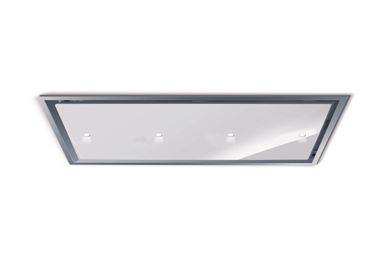 Cappa a soffitto da incasso GEA FLAT cm 120X60 - Inox/vetro Bianco spot light - 800 m3/h