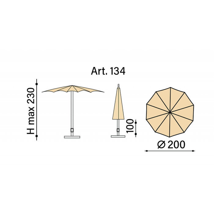 KRONOS OMBRELLONE POLIESTERE MAFFEI diametr0 250 cm - Antracite