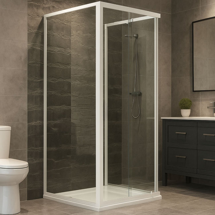 Ogomondo box cabina doccia corner 3 lati cristallo temprato trasparente 80x80x80