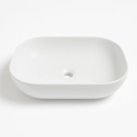 Lavabo da appoggio ceramica bianco rettangolare arredo bagno cm 45,5x32,5x13,5 *** finitura- opaco, confezione 1