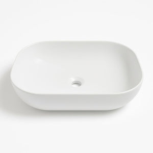 Lavabo da appoggio ceramica bianco rettangolare arredo bagno cm 45,5x32,5x13,5 *** finitura- opaco, confezione 1