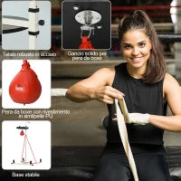 Piattaforma con Pera da Boxe per Allenamento, Stazione da Boxe in Acciaio, Supporto per Punching Ball Rossa, 115x156x224cm
