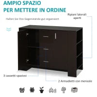 Credenza in Stile Classico per Sala da Pranzo in Legno Scuro