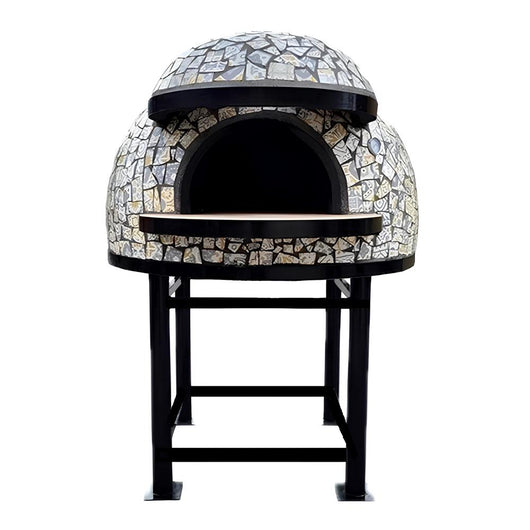 Forno legna artigianale mosaico linea vietri diametro 120 cm con base ferro