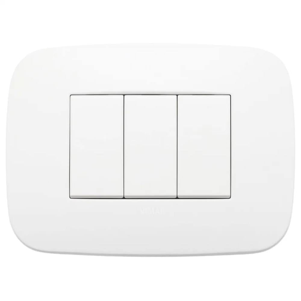 Vimar arkè round 19683.26 placca metallo polar matt 3 moduli