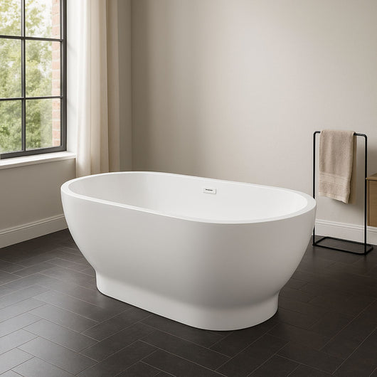 Vasca da bagno freestanding ovale acrilico bianco lucido 170 x 80 x 61 cm *** confezione 1