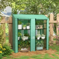 Serra da Giardino con Copertura in PE, 6 Mensole e 2 Porte Avvolgibili, 143x46x151cm, Verde