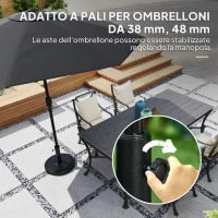 Base per Ombrellone da 22 kg Rotonda per Ombrelloni Max. 2.8 m e Pali da 38 mm o 48 mm, Nero
