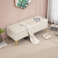 Panca con Spazio di Archiviazione, Resistenza fino a 120kg, 120x44x44.5cm, Beige