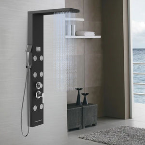 Colonna doccia york acciaio 4 funzioni display controllo temperatura 2 finiture *** finitura- nero, confezione 1