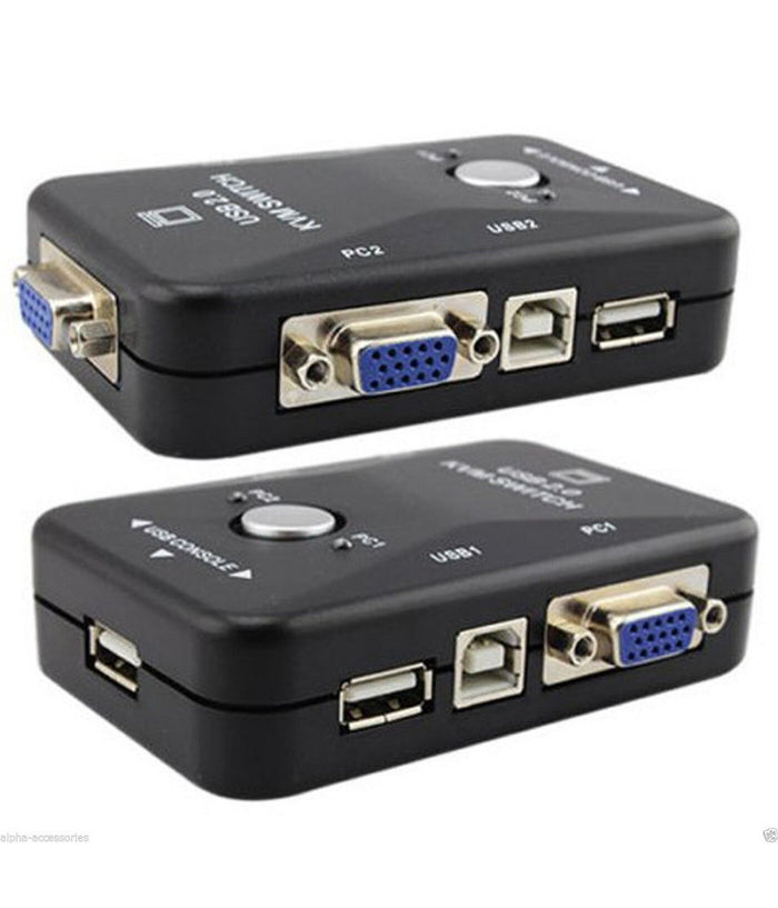 Kvm Switch 2 Porte Usb2.0 Per Pc Tastiera Mouse Monitor Vga Stampante Box         