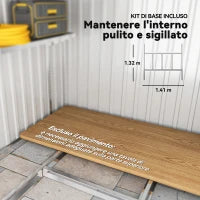 Capanno Attrezzi in Metallo 1.5x2m con Base, Porta Scorrevole e Tetto Inclinato, Bianco