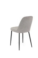 E-STYLO Sedia da pranzo in tessuto grigio chiaro e gambe in metallo nero, imbottita, 55cm X 46cm H. 85cm.