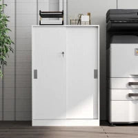 Armadietto da Ufficio a 3 Ripiani con 2 Chiavi di Sicurezza, in Truciolato, 80x40x120 cm, Bianco