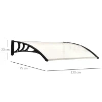 Pensilina da Esterno 75x120 cm in Policarbonato Impermeabile e Anti-UV per Porta o Finestra