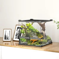 Vetrario in vetro per Rettili, Fondo Rialzato e Impermeabile, Serratura a Scatto