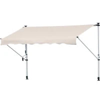 Tenda da Sole a Bracci 4x1.2m con Manovella e Struttura Telescopica, Cachi