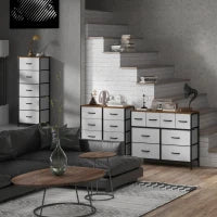 Cassettiera 8 Cassetti in Tessuto Pieghevoli, Mobile da Archiviazione, Struttura in Acciaio, 100 x 30 x 78 cm, Grigio