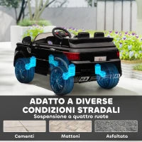 Macchina Elettrica per Bambini 3-6 Anni con Telecomando, Luci LED e Clacson, in PP e Metallo, 110x68x52 cm, Nero