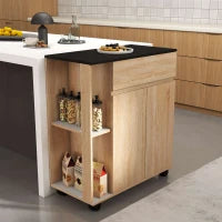Carrello da Cucina con Ruote, Carrello Cucina con Cassetti Armadietto in Legno Truciolato 78x39.5x88.5cm