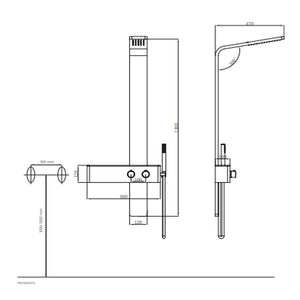 Colonna doccia 016 acciaio inox incasso spazzolato 2 funzioni top l50xp47xh130