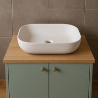 Lavabo da appoggio ceramica bianco rettangolare arredo bagno cm 45,5x32,5x13,5 *** finitura- opaco, confezione 1