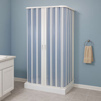 Box doccia a soffietto a tre lati in pvc guide estensibili aperture reversibili *** misure 68-80 x 80 x 68-80 cm, con...